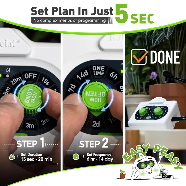 Alt view image 2 of 7 - Automatic Plant Waterer, IP54 Waterproof Drip Irrigation Kit, Battery Powered, Waters 10-15 Plants