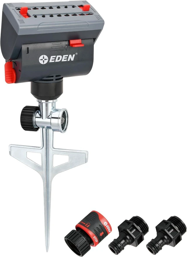 Main image of 4-Way Mini Turbo Oscillating Sprinkler with Step Spike, Heavy Duty, 4,069 sq ft Coverage