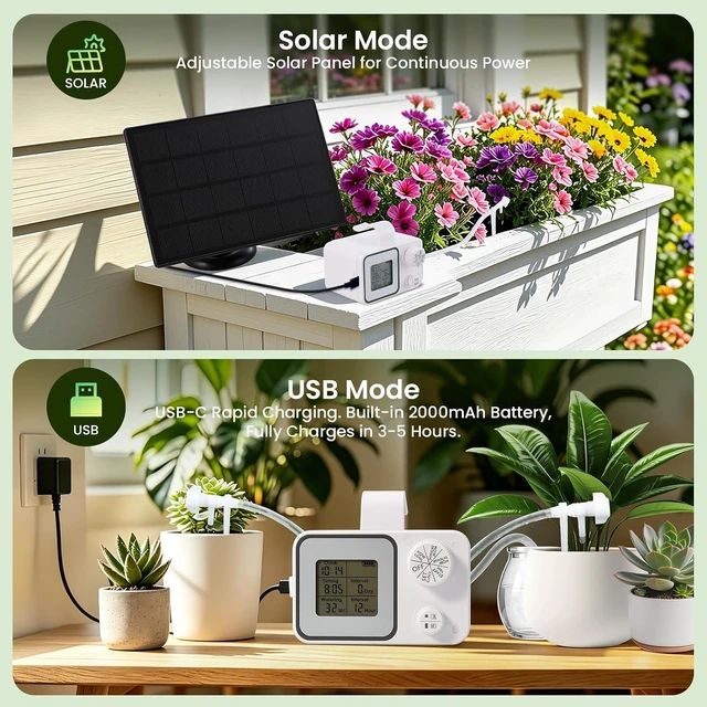 Alt view image 2 of 7 - Solar Automatic Drip Irrigation Kit for 15 Plants