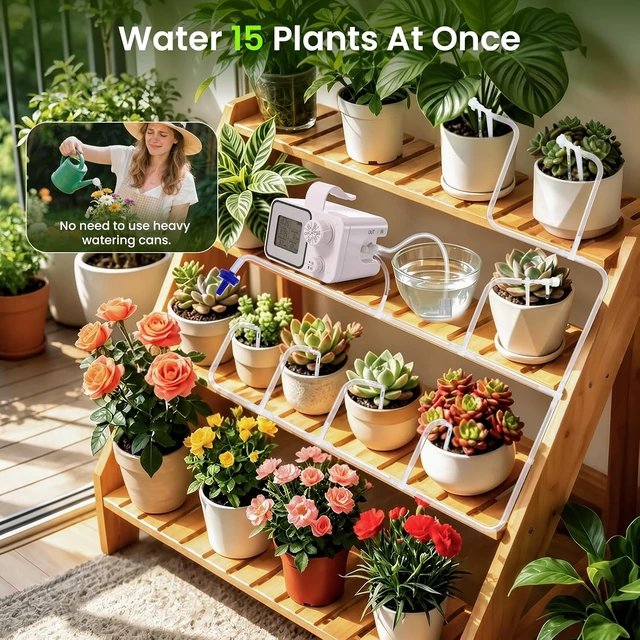 Alt view image 3 of 7 - Solar Automatic Drip Irrigation Kit for 15 Plants