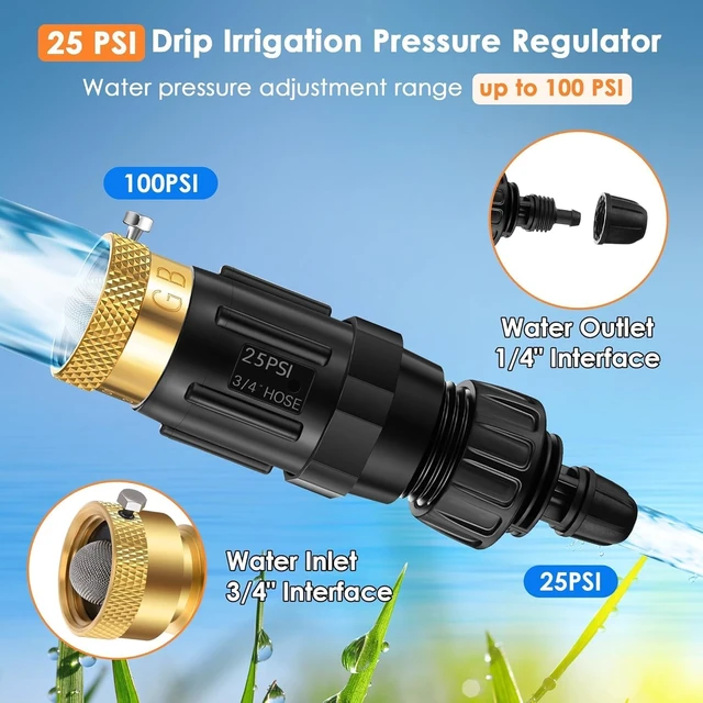 Alt view image 2 of 7 - 8-Pack 25 PSI Pressure Regulator with 1/4" Drip Irrigation Connector