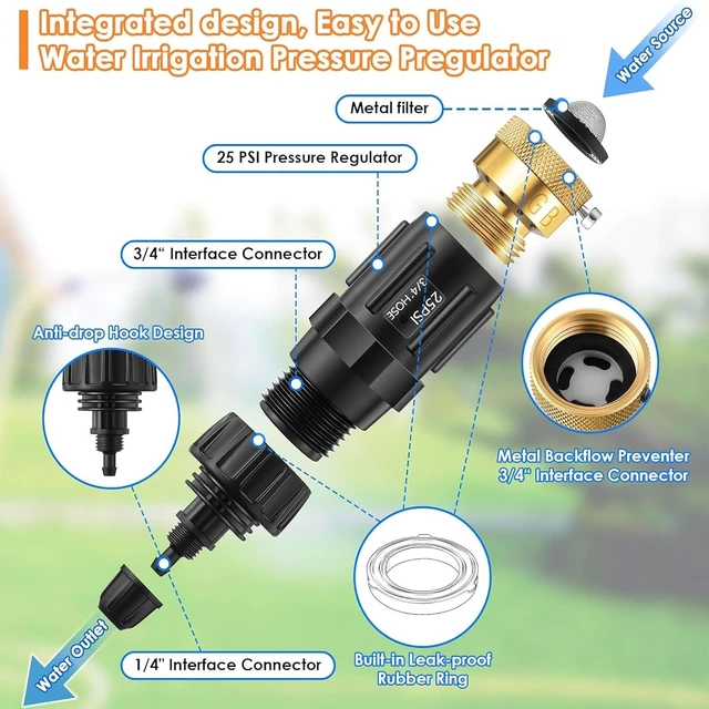 Alt view image 5 of 7 - 8-Pack 25 PSI Pressure Regulator with 1/4" Drip Irrigation Connector