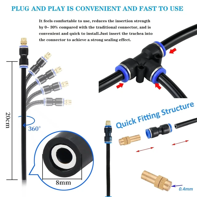 Alt view image 5 of 6 - 82FT Drip Irrigation Kit with 20 Adjustable 360° Sprayers & Atomizing Nozzles for Garden & Lawn