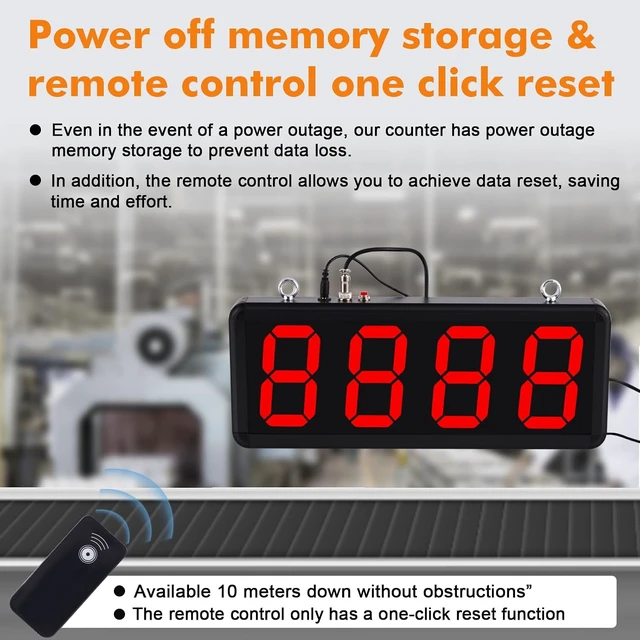 Alt view image 4 of 7 - 4" Digital LED Counter, 9999 IR Sensor for Conveyor Belt Counting