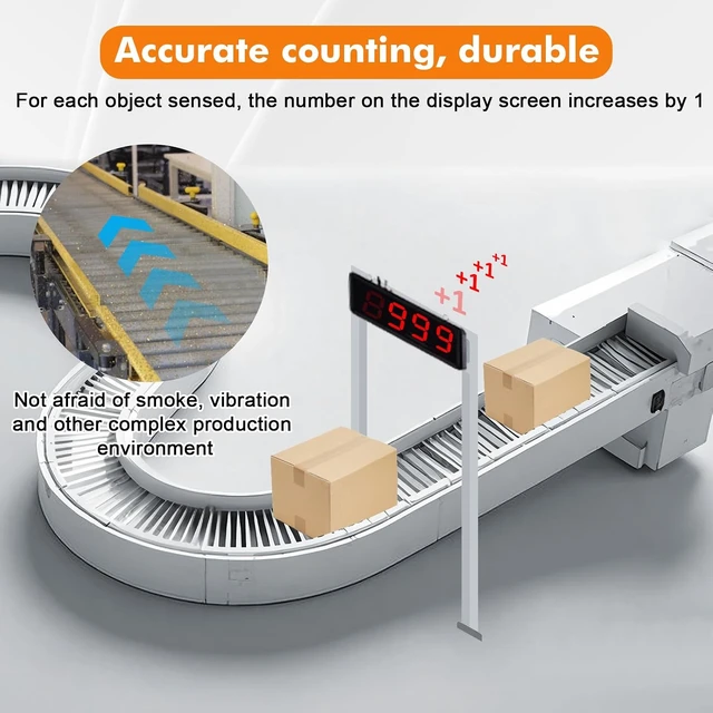 Alt view image 6 of 7 - 4" Digital LED Counter, 9999 IR Sensor for Conveyor Belt Counting