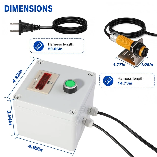 Alt view image 2 of 7 - 6-Digit Digital LED Counter, 0-999999 with Proximity Switch Sensor