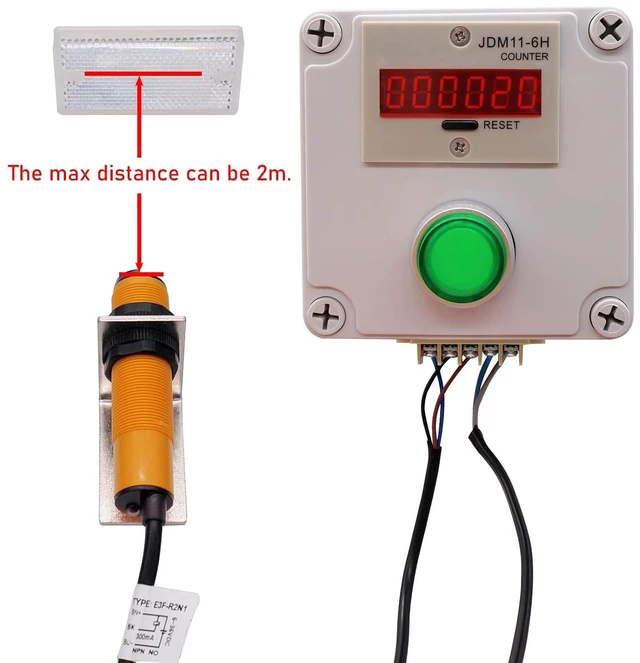 Alt view image 3 of 6 - Infrared Wireless Visitor Counter, 6-Digit LED, 2m Distance NPN Photoelectric Sensor