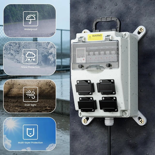 Alt view image 4 of 7 - 110V 63A Power Distribution Box with Circuit Breaker