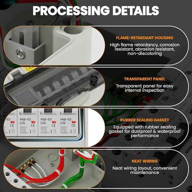 Alt view image 5 of 7 - 110V 63A Power Distribution Box with Circuit Breaker