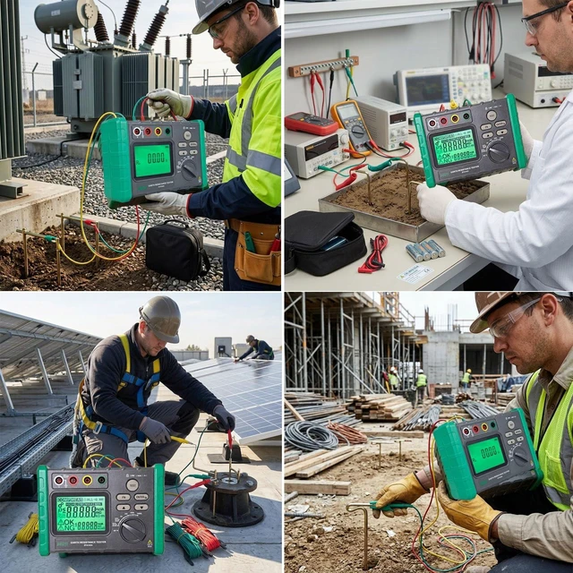Alt view image 2 of 7 - Digital Ground Resistance Tester, 0.03-2000 Soil Resistivity Meter with Backlit LCD & Auto Test