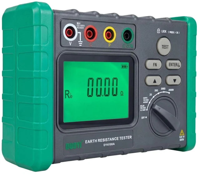 Alt view image 3 of 7 - Digital Ground Resistance Tester, 0.03-2000 Soil Resistivity Meter with Backlit LCD & Auto Test