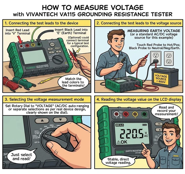Alt view image 5 of 7 - Digital Ground Resistance Tester, 0.03-2000 Soil Resistivity Meter with Backlit LCD & Auto Test
