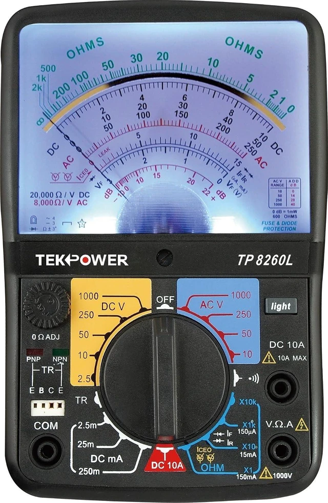 Main image of TP8260L Analog Multimeter with Backlight & Transistor Check Dock