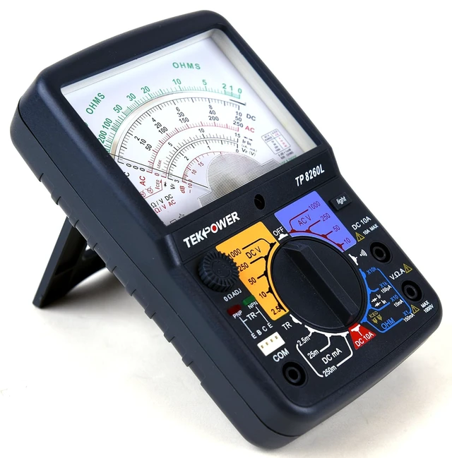 Alt view image 3 of 7 - TP8260L Analog Multimeter with Backlight & Transistor Check Dock