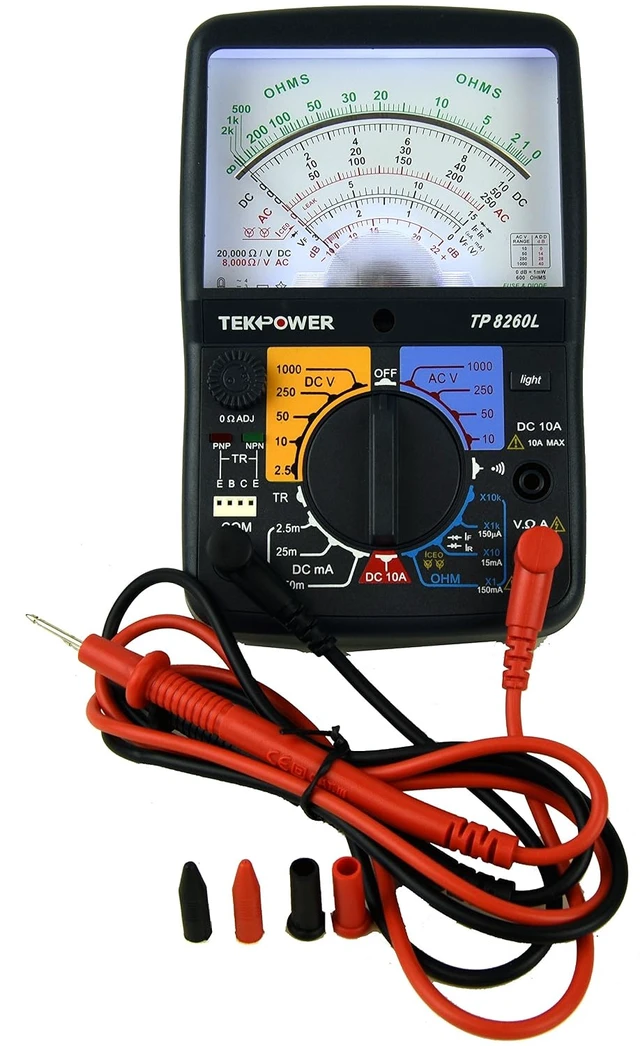 Alt view image 5 of 7 - TP8260L Analog Multimeter with Backlight & Transistor Check Dock