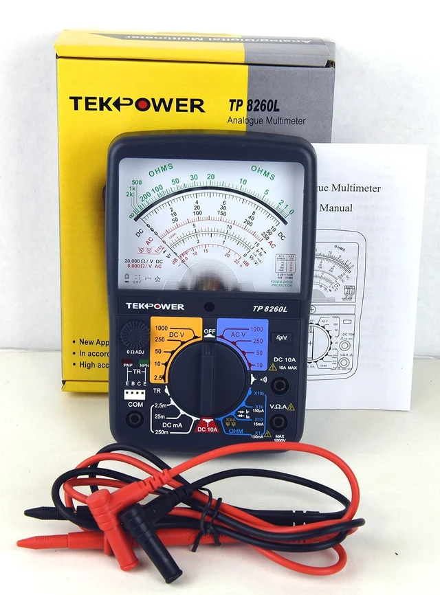 Alt view image 6 of 7 - TP8260L Analog Multimeter with Backlight & Transistor Check Dock