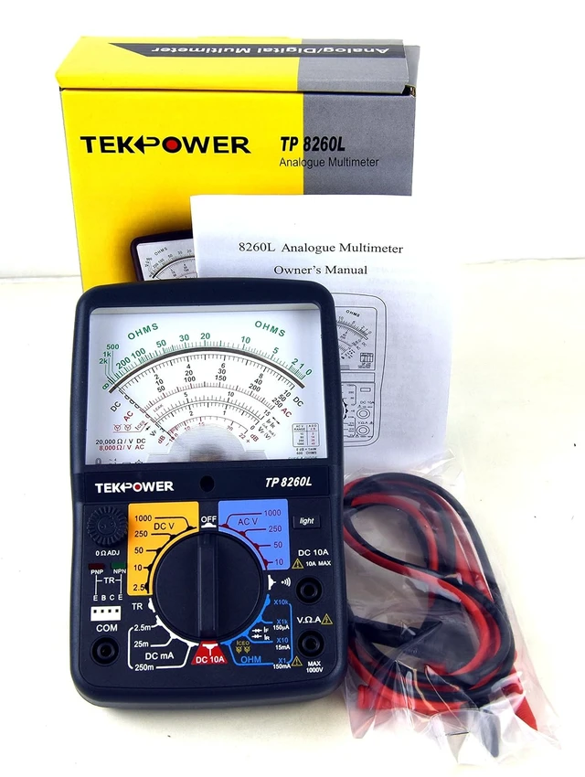 Alt view image 7 of 7 - TP8260L Analog Multimeter with Backlight & Transistor Check Dock
