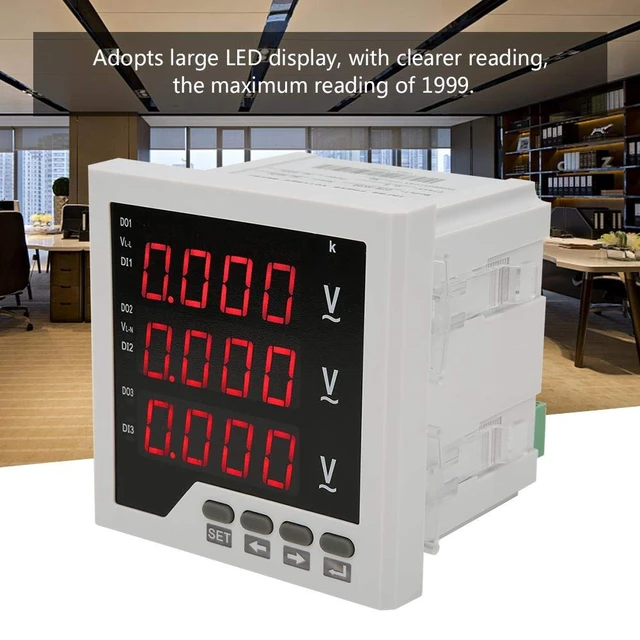 Alt view image 7 of 7 - 3-Phase AC 450V Digital Voltmeter, DTM-AV96 Panel with Programmable Voltage/Current/Frequency