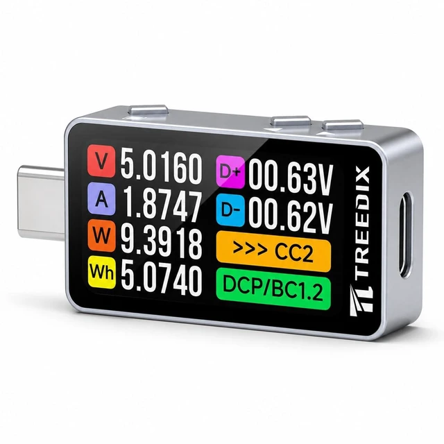 Main image of USB-C Power Meter Tester, 4-32V 0-6A, PD3.1 with E-Marker