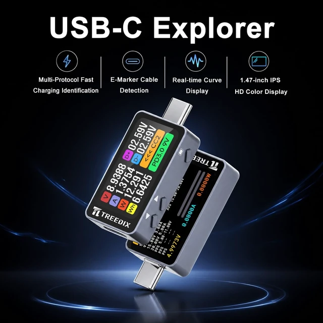 Alt view image 2 of 7 - USB-C Power Meter Tester, 4-32V 0-6A, PD3.1 with E-Marker