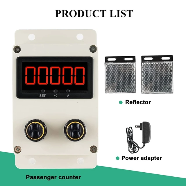 Alt view image 6 of 6 - Bidirectional People Counter, Digital 0-99999, IR Sensor, 100-240V