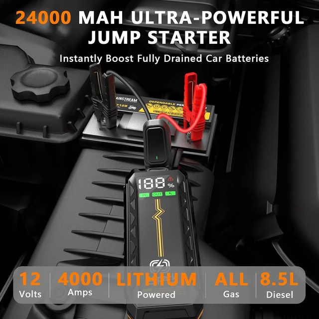 Alt view image 2 of 7 - 4000A 24000mAh Jump Starter, 12V Jump Box for Gas & 8.5L Diesel