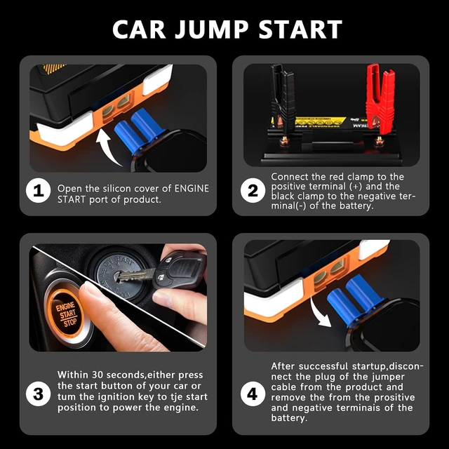 Alt view image 7 of 7 - 4000A 24000mAh Jump Starter, 12V Jump Box for Gas & 8.5L Diesel