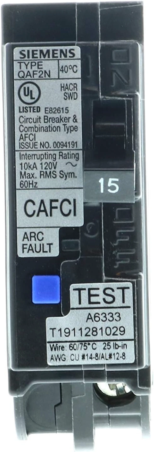 Alt view image 2 of 5 - 15 Amp 1-Pole AFCI Plug-On Neutral Circuit Breaker