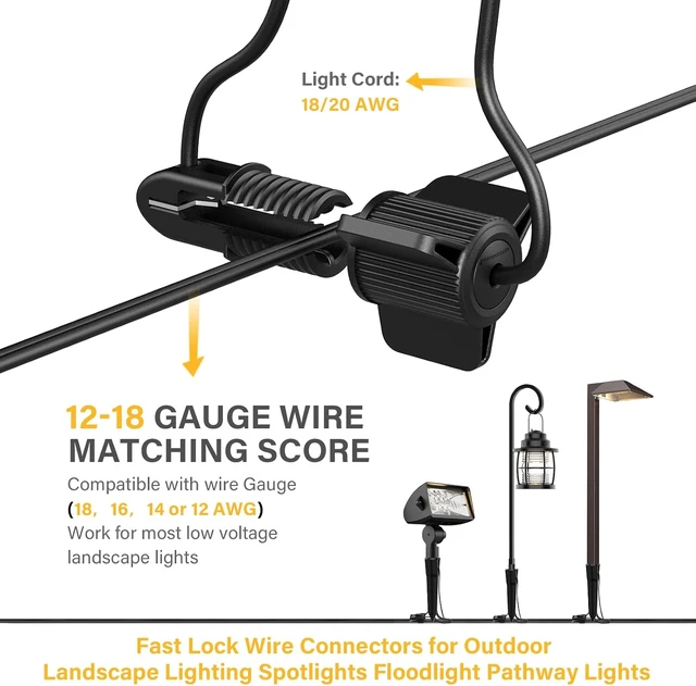 Alt view image 2 of 6 - 12-Pack Low Voltage Cable Connectors, Twist Lock with Screw Terminals for Landscape Lighting