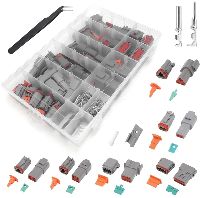 Main image of 265-Piece Automotive Wire Connector Kit, 2-12 Pin Weatherproof Crimp Terminals for Car, RV & Boat