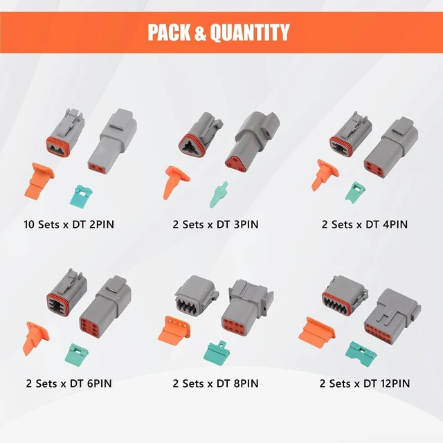Alt view image 3 of 7 - 265-Piece Automotive Wire Connector Kit, 2-12 Pin Weatherproof Crimp Terminals for Car, RV & Boat