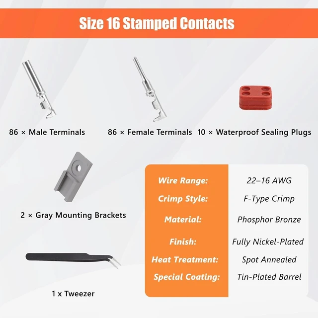 Alt view image 4 of 7 - 265-Piece Automotive Wire Connector Kit, 2-12 Pin Weatherproof Crimp Terminals for Car, RV & Boat