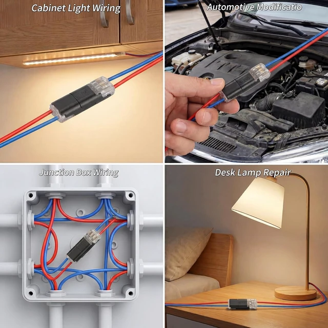 Alt view image 5 of 5 - 200-Pack 2-Pin No-Strip Plug-in Connectors, Solderless Quick Connect for Strip Lights & DIY