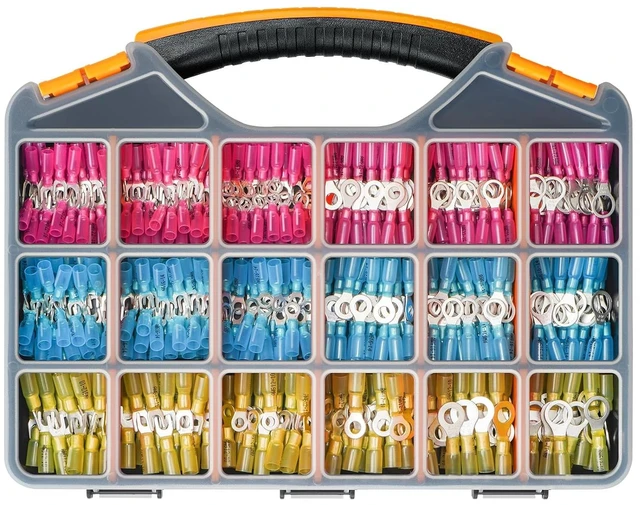 Main image of 600-Piece Marine Heat Shrink Wire Connector Kit, Tinned Copper, AWG 22-10