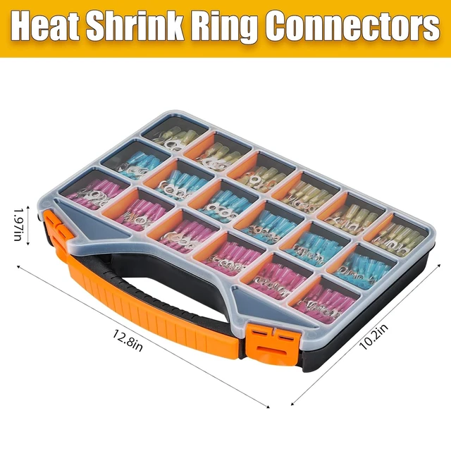 Alt view image 7 of 7 - 600-Piece Marine Heat Shrink Wire Connector Kit, Tinned Copper, AWG 22-10