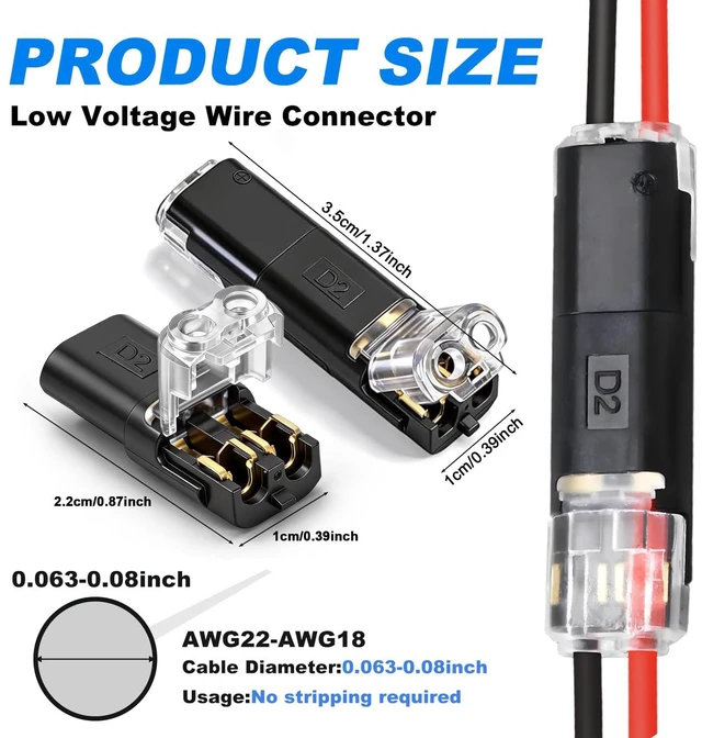 Alt view image 2 of 7 - 100-Pack No-Tool No-Strip Locking Wire Connectors for Solid & Stranded, Quick Splice