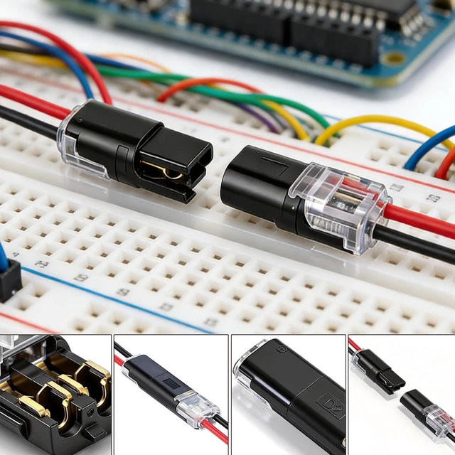 Alt view image 3 of 7 - 100-Pack No-Tool No-Strip Locking Wire Connectors for Solid & Stranded, Quick Splice