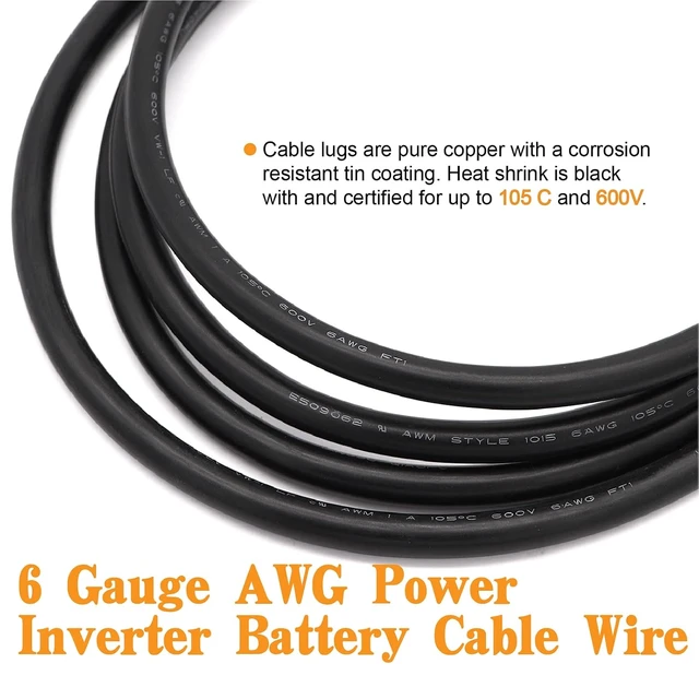 Alt view image 4 of 7 - 13.1FT 6 AWG OFC Battery Cable, Tinned Oxygen-Free Copper