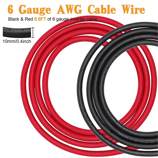 Alt view image 6 of 7 - 13.1FT 6 AWG OFC Battery Cable, Tinned Oxygen-Free Copper