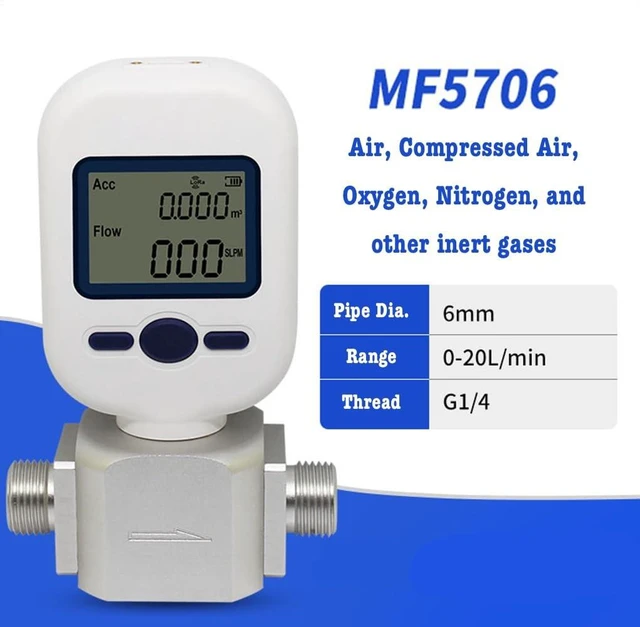 Alt view image 2 of 7 - MF5706 Digital Gas Flow Meter, 0-20L/min Mass Air Flow for Nitrogen, Oxygen & Compressed Air