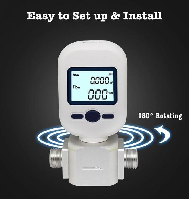 Alt view image 5 of 7 - MF5706 Digital Gas Flow Meter, 0-20L/min Mass Air Flow for Nitrogen, Oxygen & Compressed Air