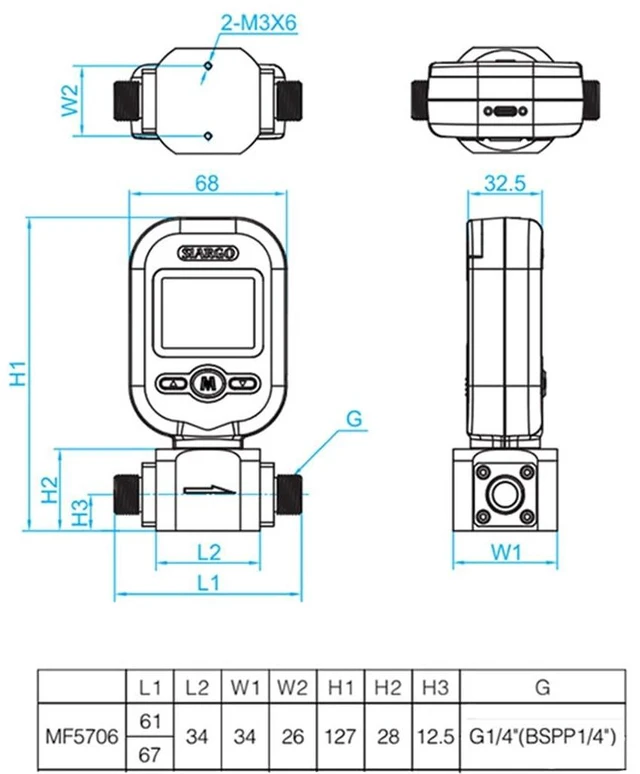 Alt view image 7 of 7 - MF5706 Digital Gas Flow Meter, 0-20L/min Mass Air Flow for Nitrogen, Oxygen & Compressed Air