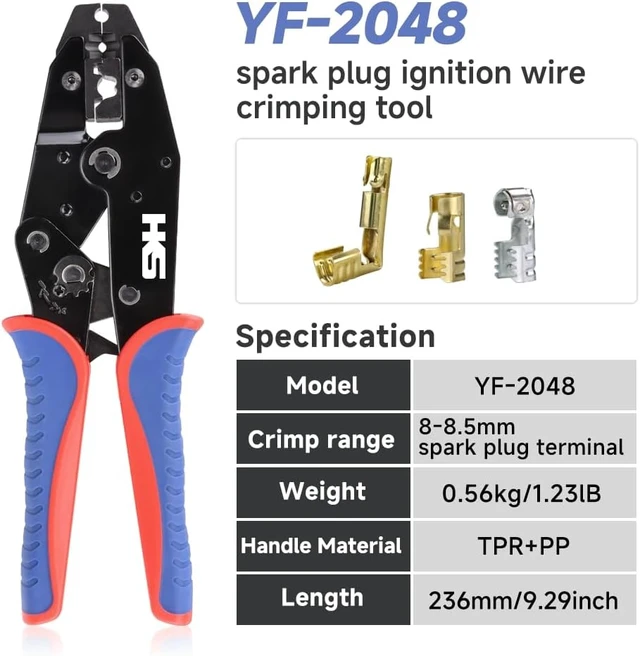 Alt view image 2 of 6 - Spark Plug Wire Crimping Kit with Ratcheting Crimper, 24 Terminals & Boots, up to 8.5mm