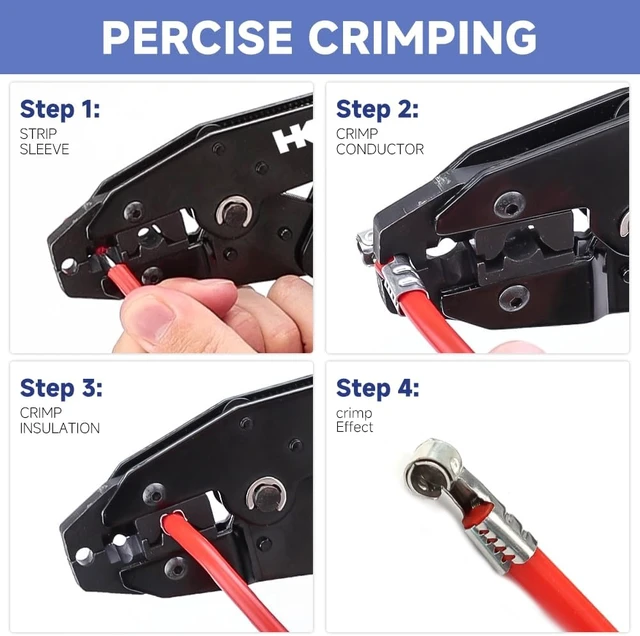 Alt view image 4 of 6 - Spark Plug Wire Crimping Kit with Ratcheting Crimper, 24 Terminals & Boots, up to 8.5mm