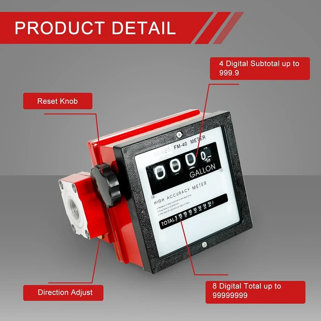 Alt view image 3 of 7 - 1-1/2" Aluminum Mechanical Fuel Flow Meter