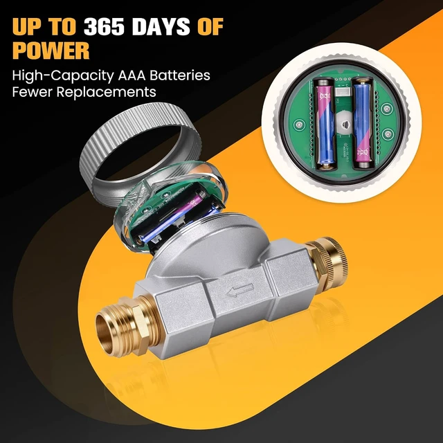 Alt view image 6 of 7 - IP68 Metal Water Flow Meter for Garden Hose, RV & Lawn Sprinkler