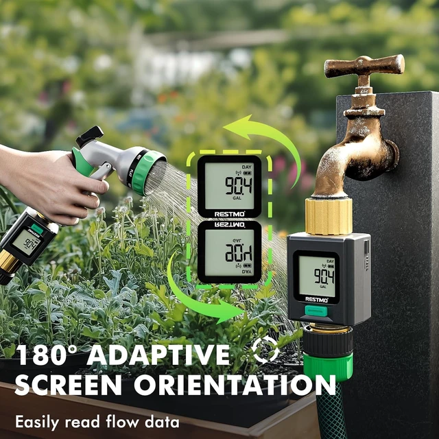 Alt view image 3 of 7 - RESTMO Smart Water Flow Meter with Backlit Screen & APP Control