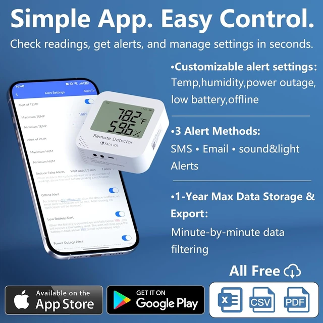 Alt view image 6 of 7 - WiFi Temperature & Humidity Sensor Data Logger, No Subscription