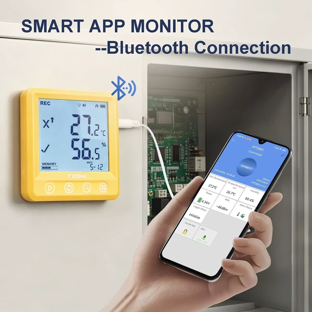Alt view image 2 of 7 - Bluetooth Temperature & Humidity Data Logger with Dew Point, USB