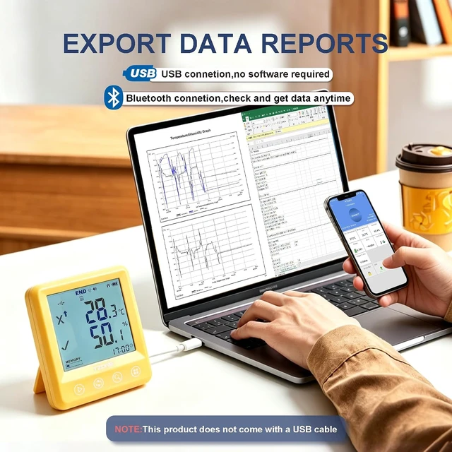 Alt view image 3 of 7 - Bluetooth Temperature & Humidity Data Logger with Dew Point, USB